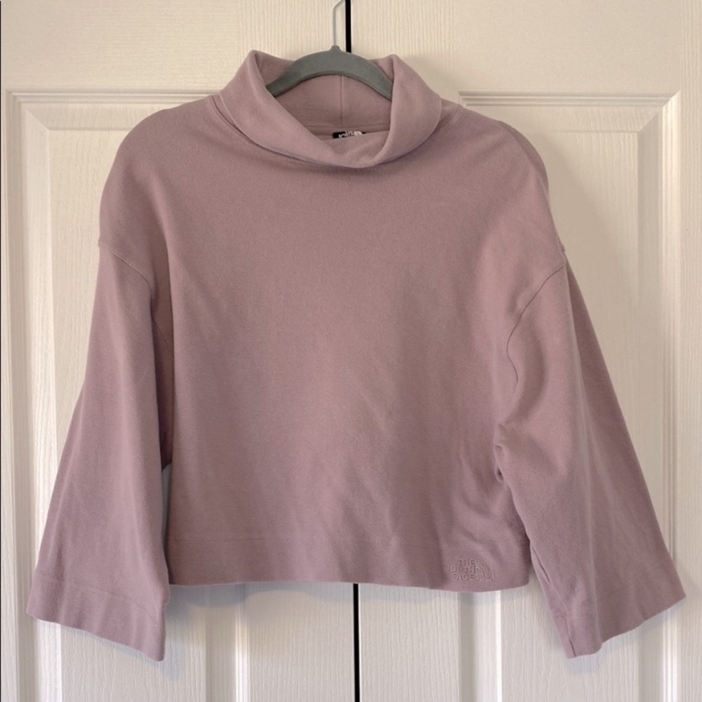 The North Face Cropped Cowl Neck Sweatshirt Light Purple XS Soft Stretch Pullove